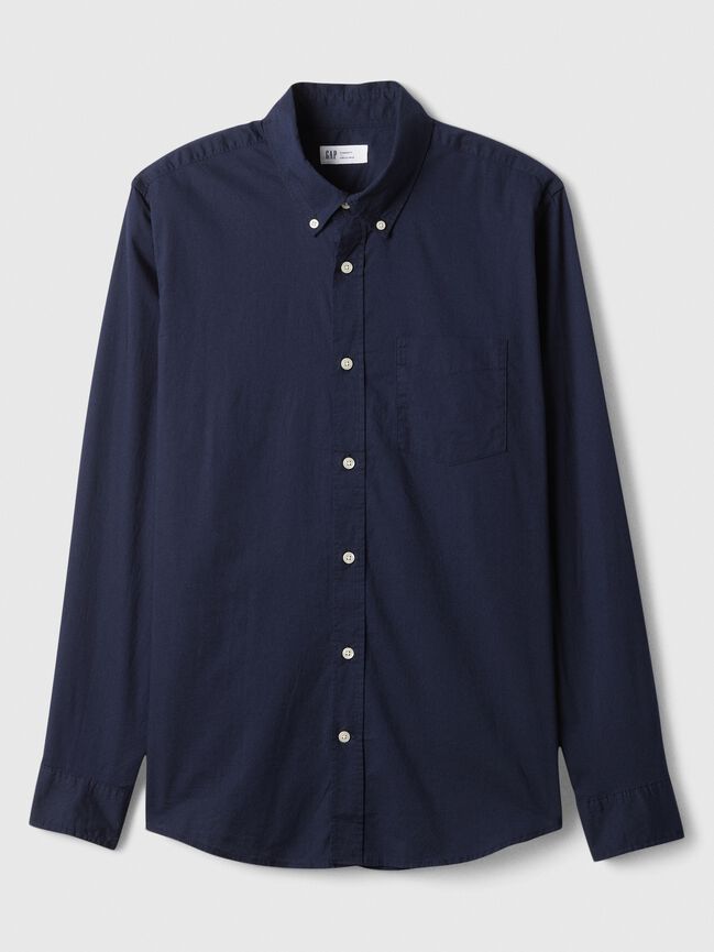 Stretch Poplin Shirt in Standard Fit gap stretch poplin shirt in standard fit