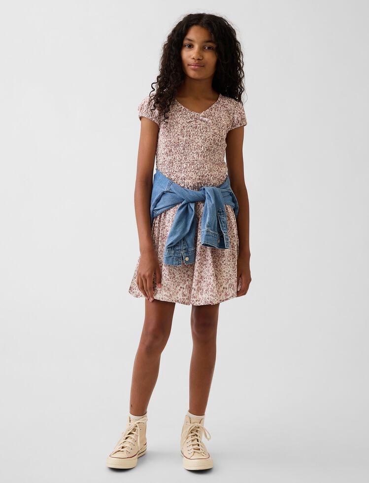 Kids Smocked Print Dress gap kids smocked print dress