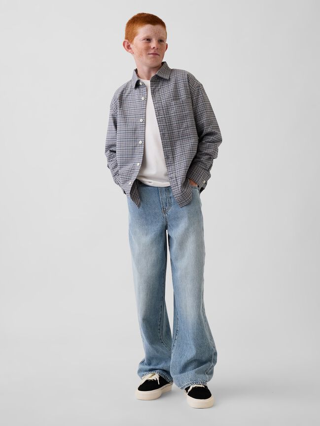 Kids Relaxed Plaid Oxford Shirt gap kids relaxed plaid oxford shirt