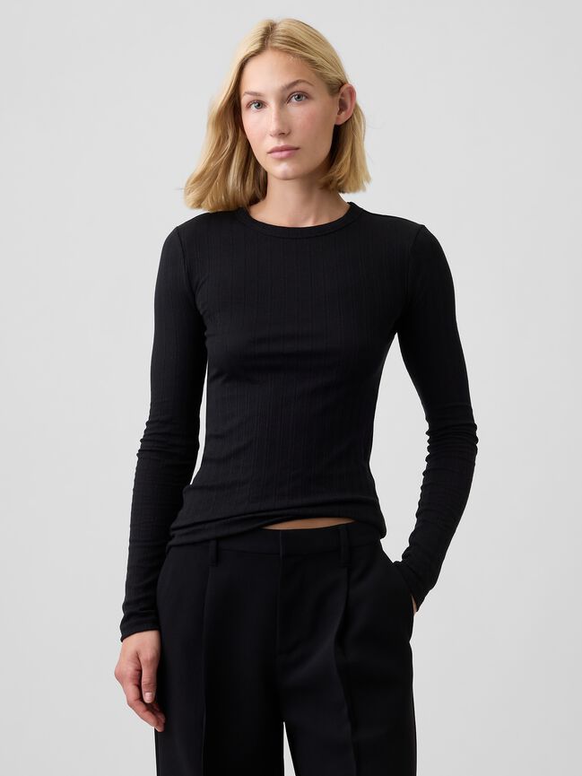 Essential Ribbed Pointelle T-Shirt gap essential ribbed pointelle t shirt