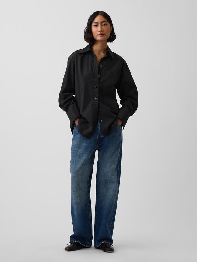 Organic Cotton Poplin Big Shirt gap organic cotton poplin big shirt