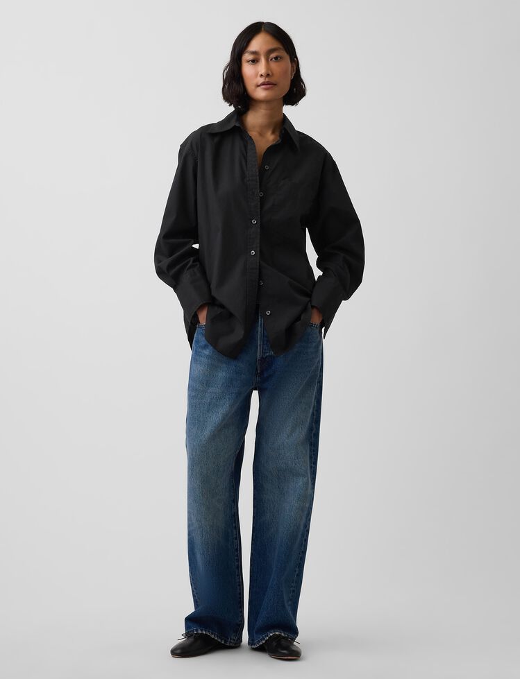 Organic Cotton Poplin Big Shirt gap organic cotton poplin big shirt
