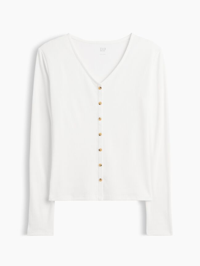 Fitted Ribbed V-Neck Top gap fitted ribbed v neck top