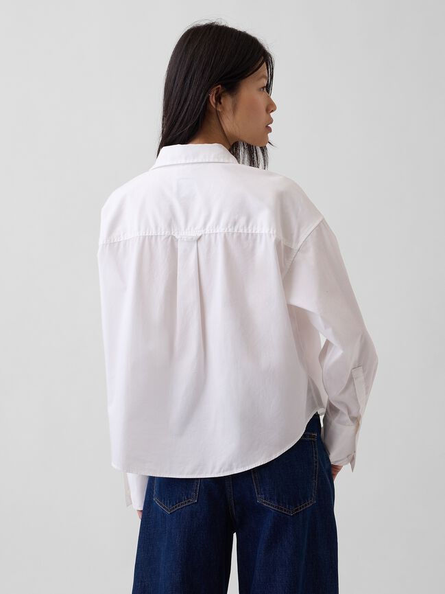 Organic Cotton Poplin Oversized Crop Shirt gap organic cotton poplin oversized crop shirt