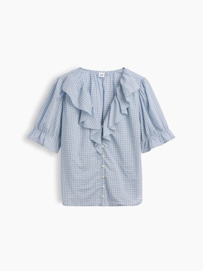 Relaxed V-Neck Ruffle Top gap relaxed v neck ruffle top