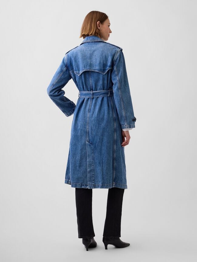 Longline Icon Denim Trench Jacket gap longline icon denim trench jacket