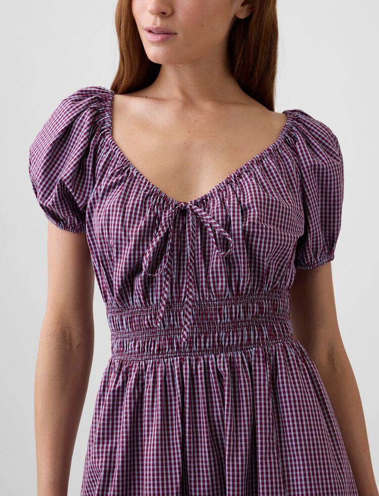 Puff Sleeve V-Neck Maxi Dress gap puff sleeve v neck maxi dress