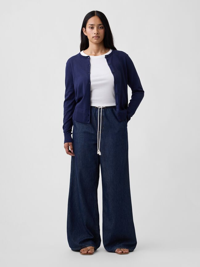 Mid Rise SuperLight Pull-On Wide-Leg Jeans gap mid rise superlight pull on wide leg jeans