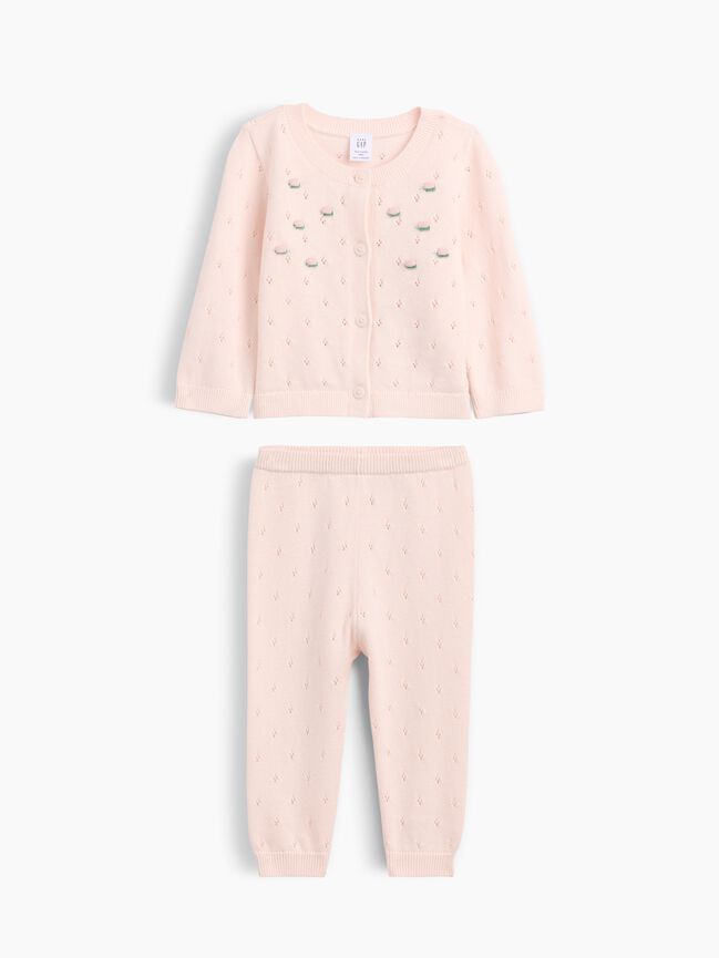 Baby Embroidered Pointelle Sweater Set gap baby embroidered pointelle sweater set