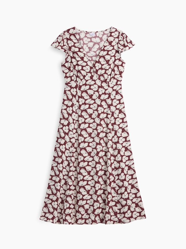 Flutter Sleeve V-Neck Midi Dress gap flutter sleeve v neck midi dress