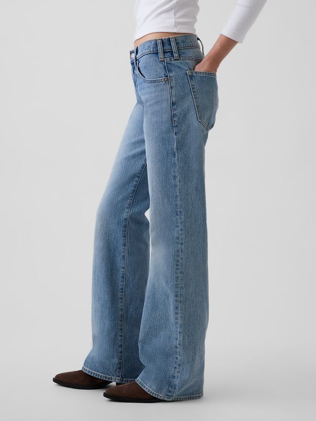 Mid Rise Relaxed Flare Jeans gap mid rise relaxed flare jeans