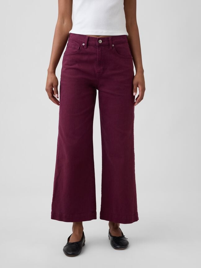 High Rise Wide-Leg Crop Jeans gap high rise wide leg crop jeans