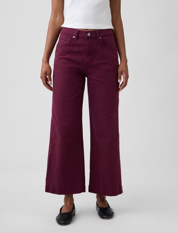 High Rise Wide-Leg Crop Jeans gap high rise wide leg crop jeans