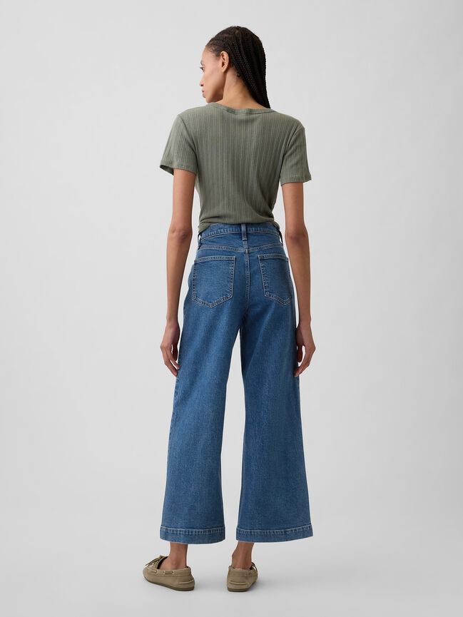 High Rise Wide-Leg Crop Jeans gap high rise wide leg crop jeans
