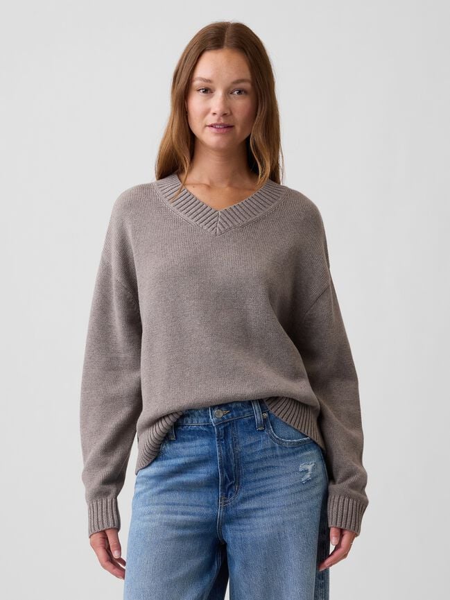 Oversized V-Neck Sweater gap oversized v neck sweater