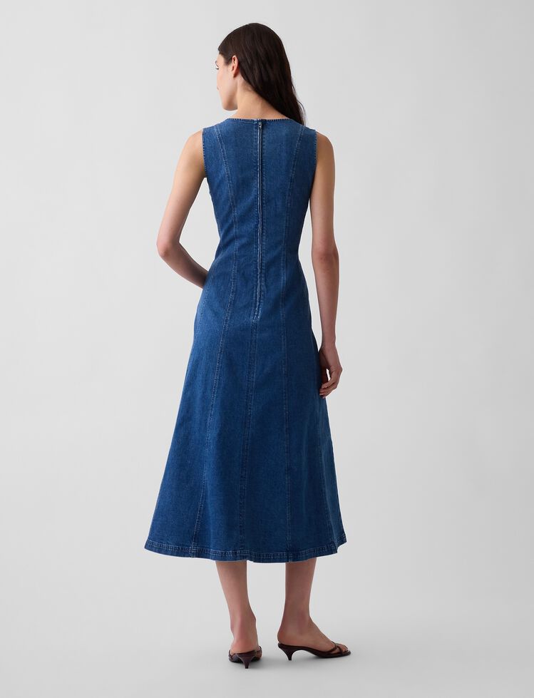 Seamed Denim Maxi Dress gap seamed denim maxi dress