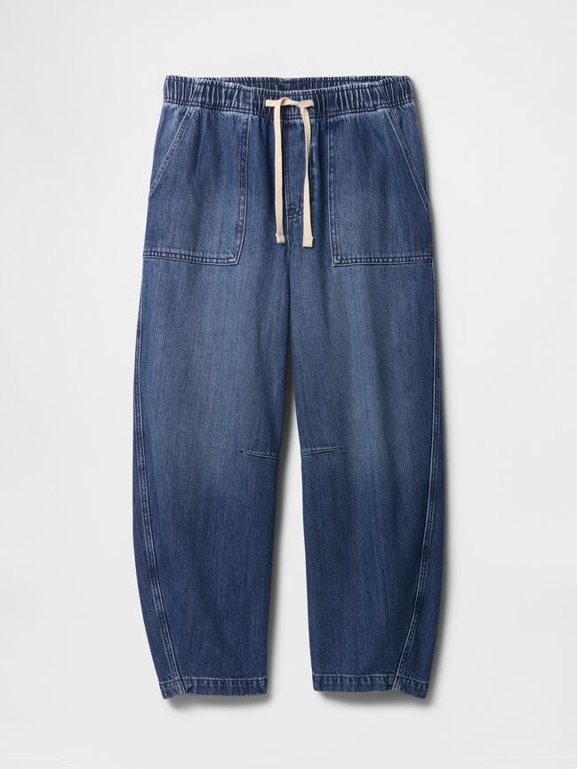Mid Rise SuperSoft Pull-On Barrel Jeans gap mid rise supersoft pull on barrel jeans