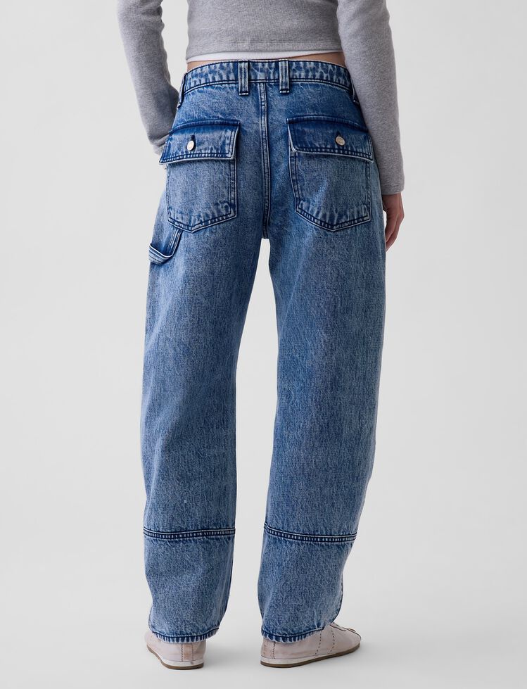 Mid Rise Barrel Utility Jeans gap mid rise barrel utility jeans