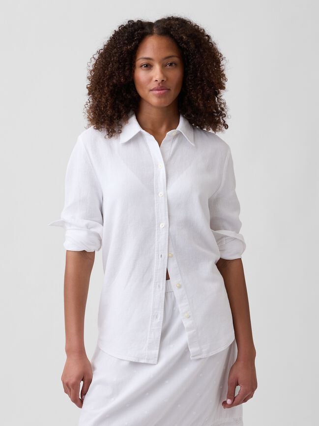 Oversized Linen-Blend Easy Shirt gap oversized linen blend easy shirt