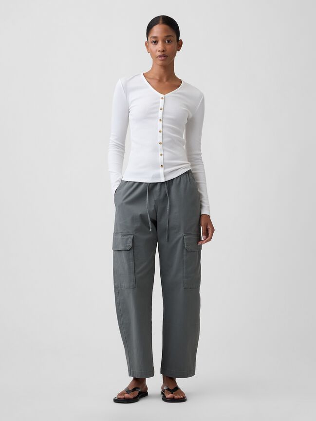 Fitted Ribbed V-Neck Top gap fitted ribbed v neck top