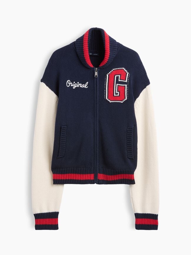 100% Cotton Oversized Varsity Sweater Jacket gap 100 cotton oversized varsity sweater jacket