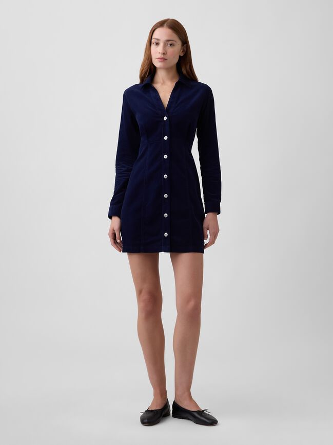 Fitted Collared Mini Dress gap fitted collared mini dress