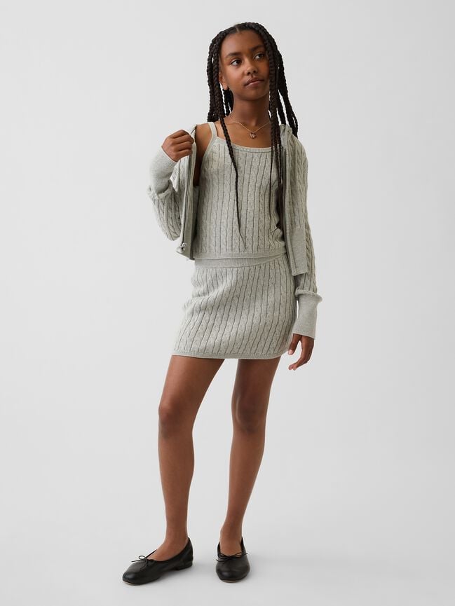 Kids 100% Cotton Cable-Knit Sweater Skort gap kids 100 cotton cable knit sweater skort