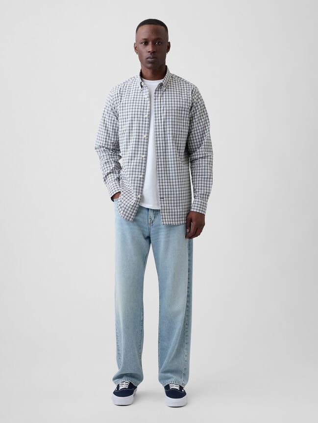 Stretch Poplin Shirt in Standard Fit gap stretch poplin shirt in standard fit
