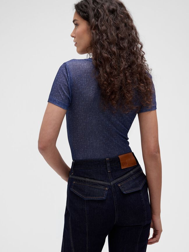 GapStudio Printed Denim Sheer T-Shirt gapstudio printed denim sheer t shirt