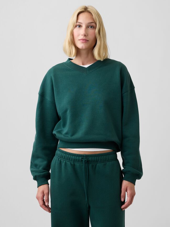 Oversized Wedge V-Neck Sweatshirt gap oversized wedge v neck sweatshirt