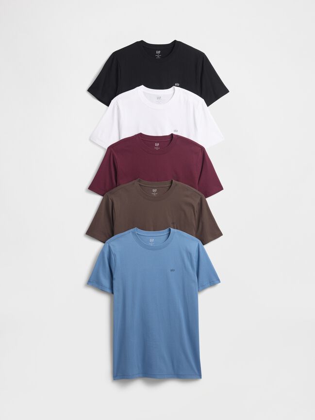 Gap Micro-Logo Crewneck T-Shirt (5-Pack) gap micro logo crewneck t shirt 5 pack