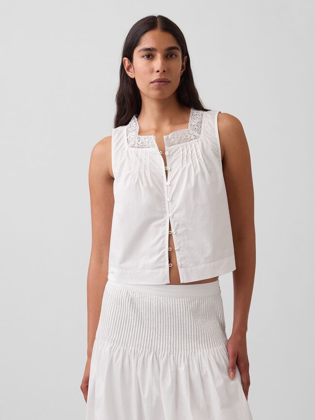 Poplin Pintuck Shell Top gap poplin pintuck shell top