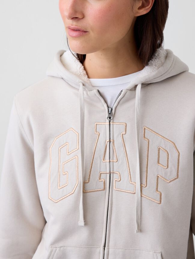 Relaxed Gap Logo Sherpa-Lined Zip Hoodie relaxed gap logo sherpa lined zip hoodie