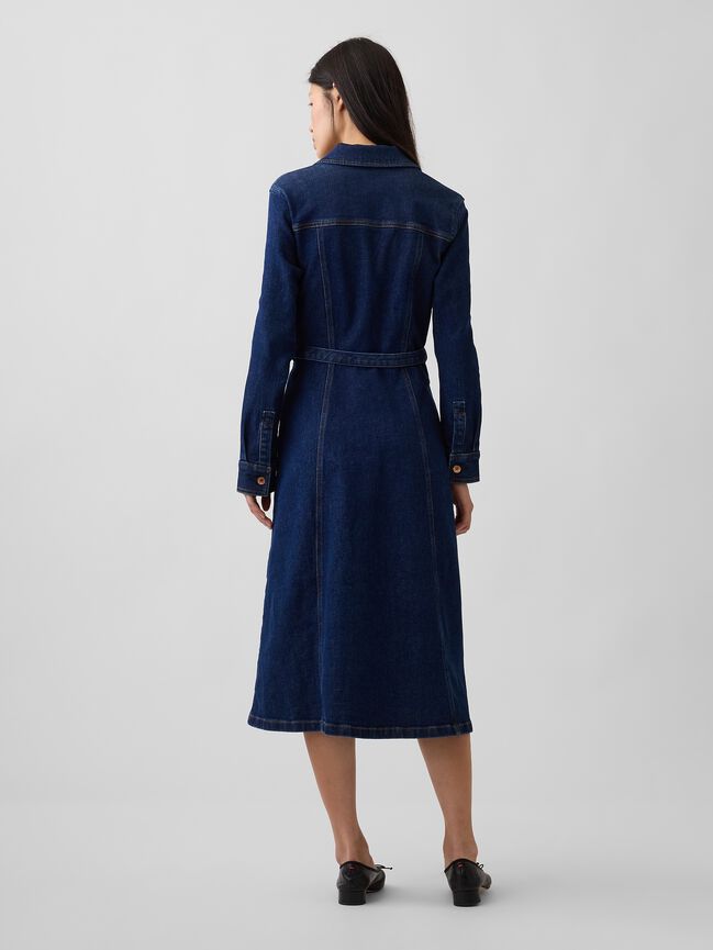 Denim Tie-Belt Midi Dress gap denim tie belt midi dress