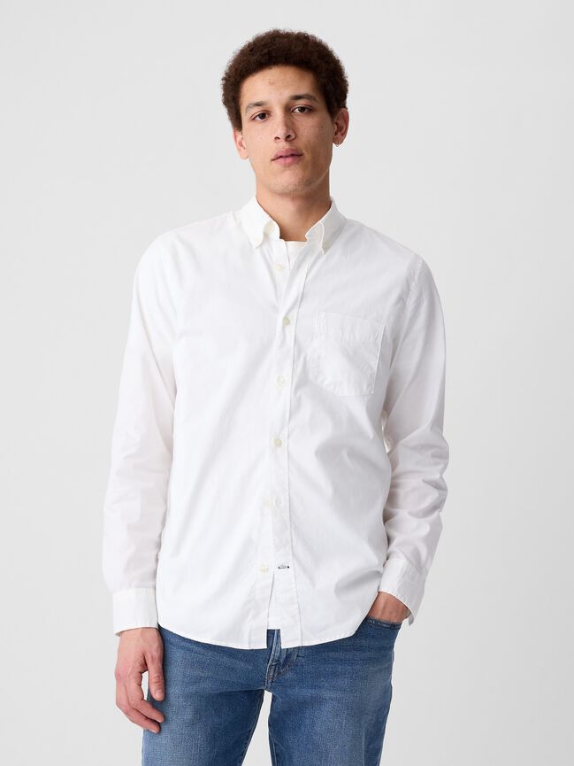Stretch Poplin Shirt in Slim Fit gap stretch poplin shirt in slim fit