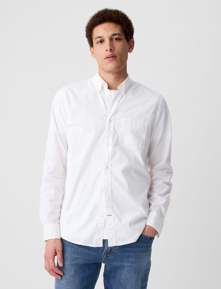 Stretch Poplin Shirt in Slim Fit gap stretch poplin shirt in slim fit