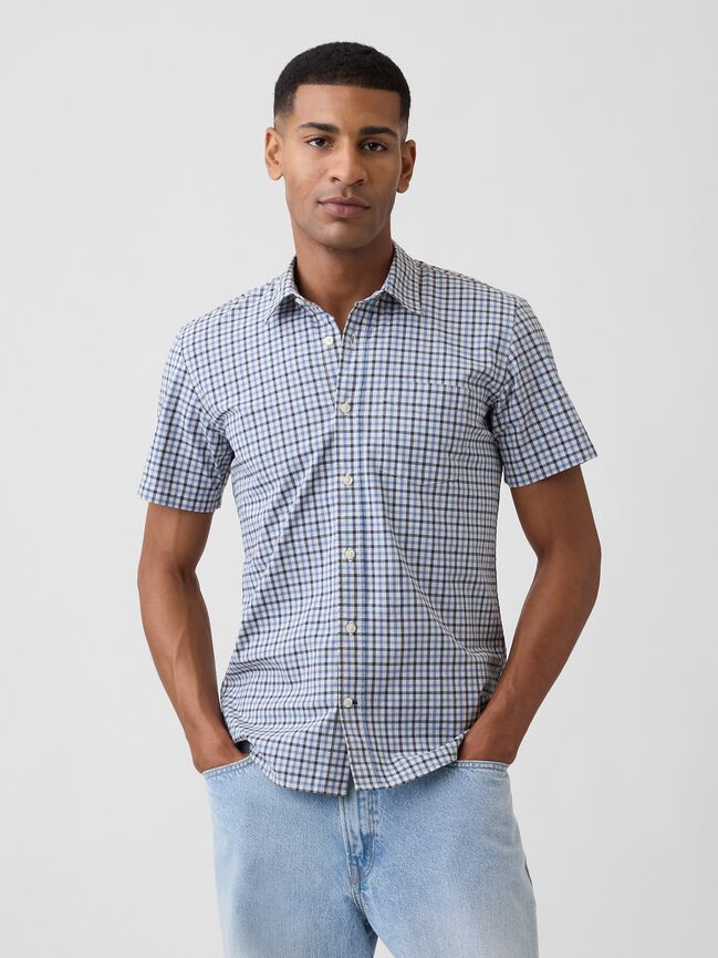 Stretch Poplin Shirt in Standard Fit gap stretch poplin shirt in standard fit