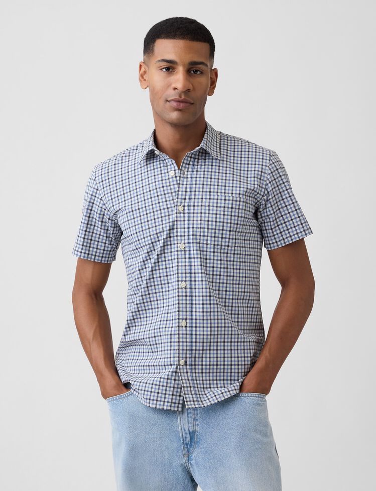 Stretch Poplin Shirt in Standard Fit gap stretch poplin shirt in standard fit