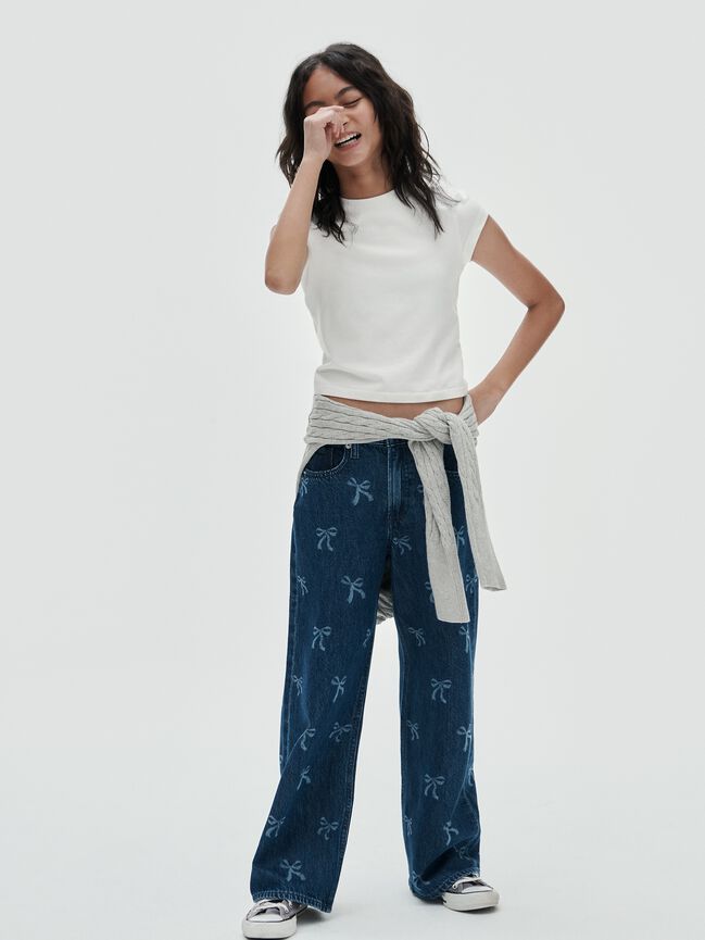 Kids Low Rise Stride Wide-Leg Jeans gap kids low rise stride wide leg jeans