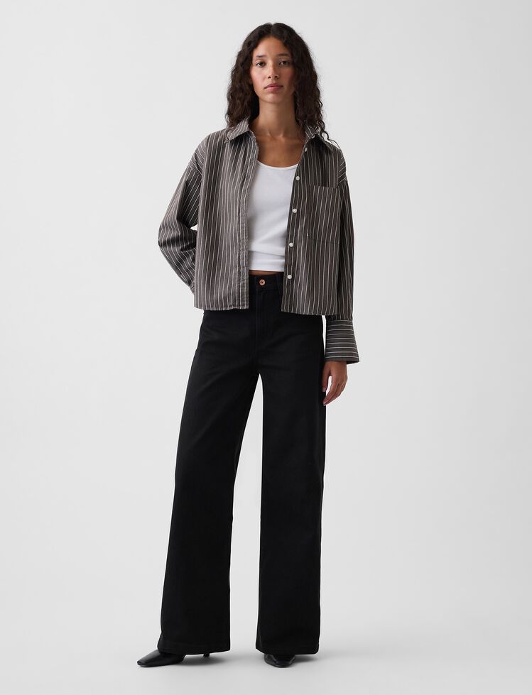 High Rise Stride Wide-Leg Jeans gap high rise stride wide leg jeans
