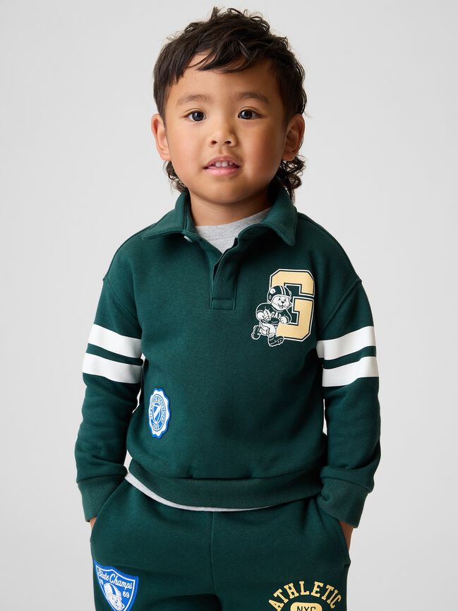 Baby & Toddler VintageSoft Varsity Logo Polo Sweatshirt gap baby toddler vintagesoft varsity logo polo sweatshirt