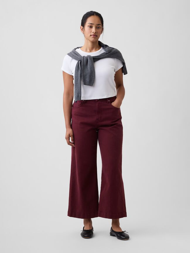 High Rise Wide-Leg Crop Jeans gap high rise wide leg crop jeans