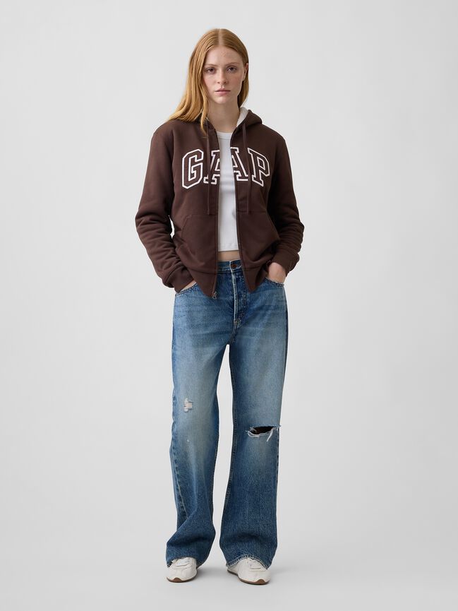 Relaxed Gap Logo Sherpa-Lined Zip Hoodie relaxed gap logo sherpa lined zip hoodie