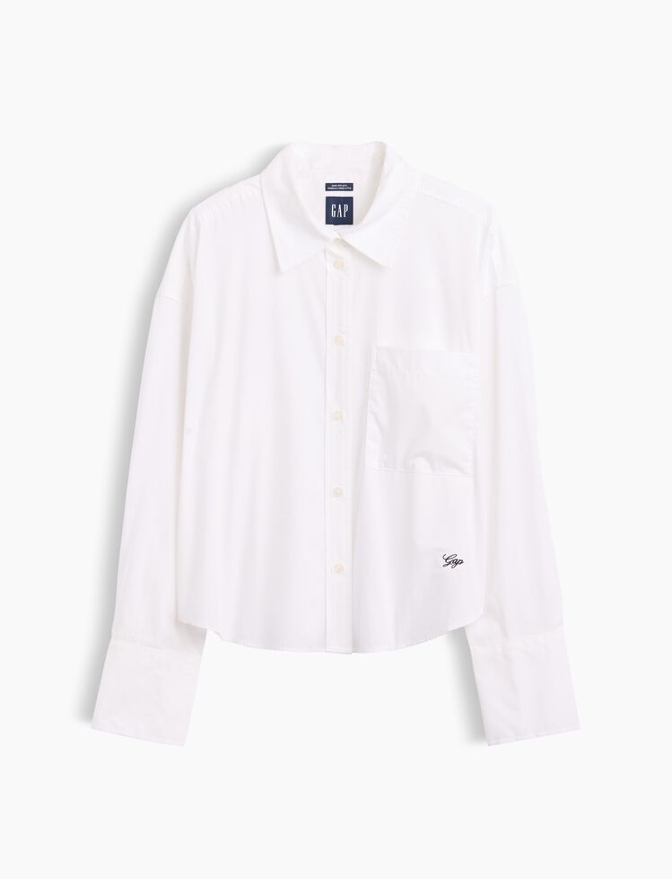 Organic Cotton Poplin Oversized Crop Shirt gap organic cotton poplin oversized crop shirt