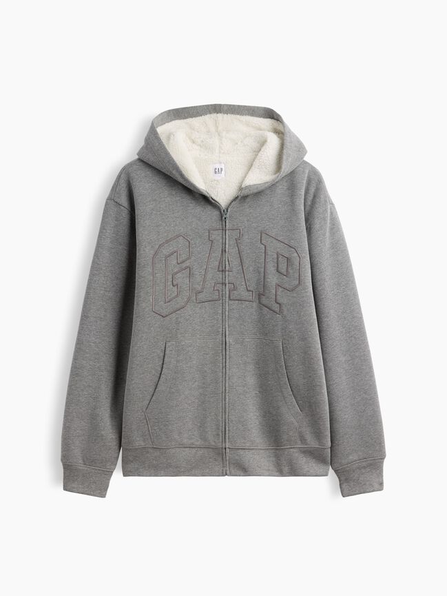 Relaxed Gap Logo Sherpa-Lined Zip Hoodie relaxed gap logo sherpa lined zip hoodie