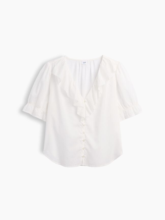 Relaxed V-Neck Ruffle Top gap relaxed v neck ruffle top