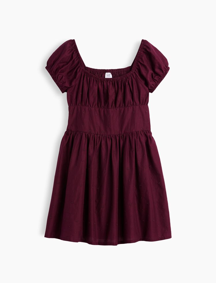 Kids Puff-Sleeve Dress gap kids puff sleeve dress