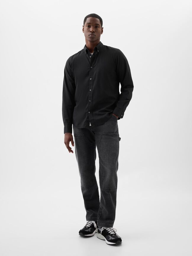 Stretch Poplin Shirt in Standard Fit gap stretch poplin shirt in standard fit