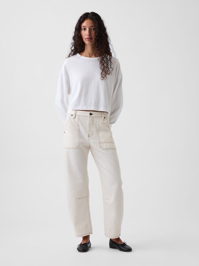 Mid Rise Barrel Utility Ankle Pants gap mid rise barrel utility ankle pants
