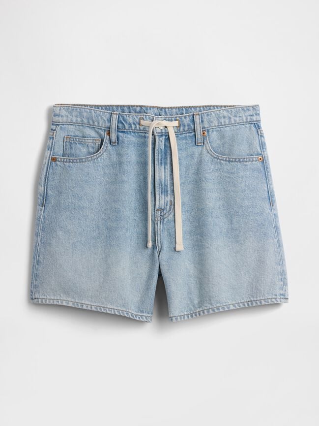 5" Mid Rise SuperSoft Drawstring Denim Shorts gap 5 mid rise supersoft drawstring denim shorts